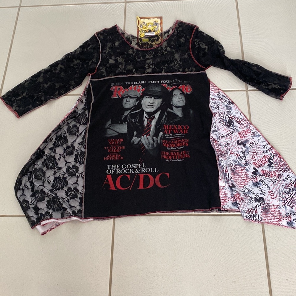 NWOT Styles ever After Vintage Kim Styles AC/DC lace handmade tunic Large